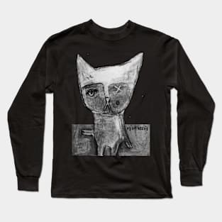 One-eyed Cat, Black and White Long Sleeve T-Shirt